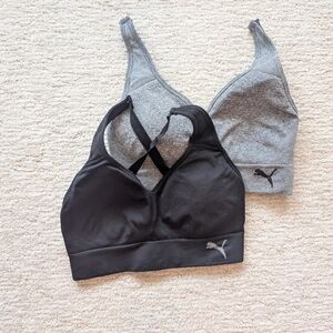 Puma Women's Black and Gray Sports Bras